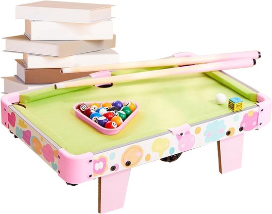 Tafelbiljart - Mini Pooltafel - Interactief Spel - Verbeterde Speelprecisie - 52 x 33 cm - Roze
