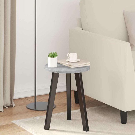 Tafelblad, betongrijs, Ø 30 x 1,5 cm, van houtmateriaal voor buiten, modern minimalistisch design voor tuin en terras
