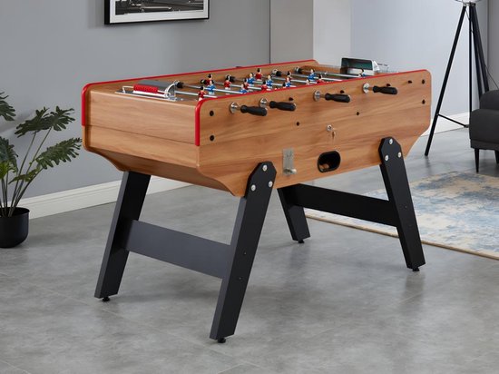 Tafelvoetbal met muntautomaat HENRY van mdf - L153 x B77,6 x H96 cm - Eikenkleur L 153 cm x H 96 cm x D 77.6 cm