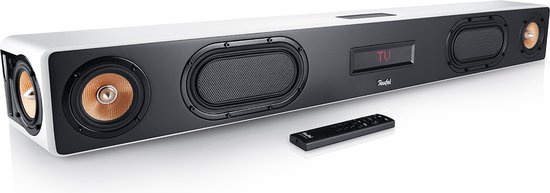 Teufel CINEBAR ULTIMA Streaming - Bundel met soundbar, netwerkspeler om muziek via Spotify, SoundCloud, TIDAL, TuneIn, en 100+ via Chromecast te streamen , wit van Teufel