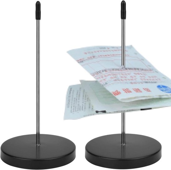 Ticketspikes Kwitantiehouder - Bonnenhouder Metaal - Documenten Organiseren - Stevige Ronde Basis - 4 Stuks - Zwart