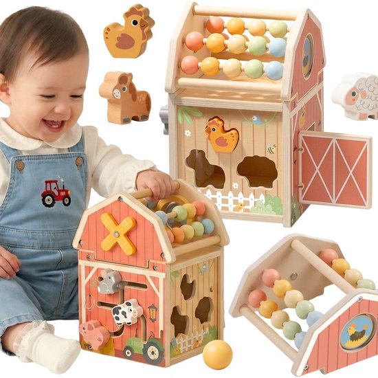 Tooky Toy houten schuur Activity Sorter Montessori Abacus