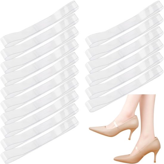 Transparante en onzichtbare straps voor hoge hakken, elastisch en antislip, met hielondersteuning en verwijderbare enkelbanden, perfect voor bruiloften en feesten