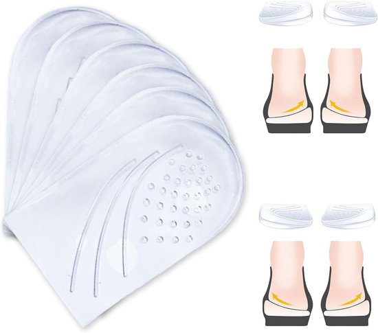 Transparante Gel Heel Pads voor Schoenen - Orthopedische Inlegzolen voor Voetcorrectie bij Mannen en Vrouwen, Comfort en Ondersteuning voor Gezonde Voeten