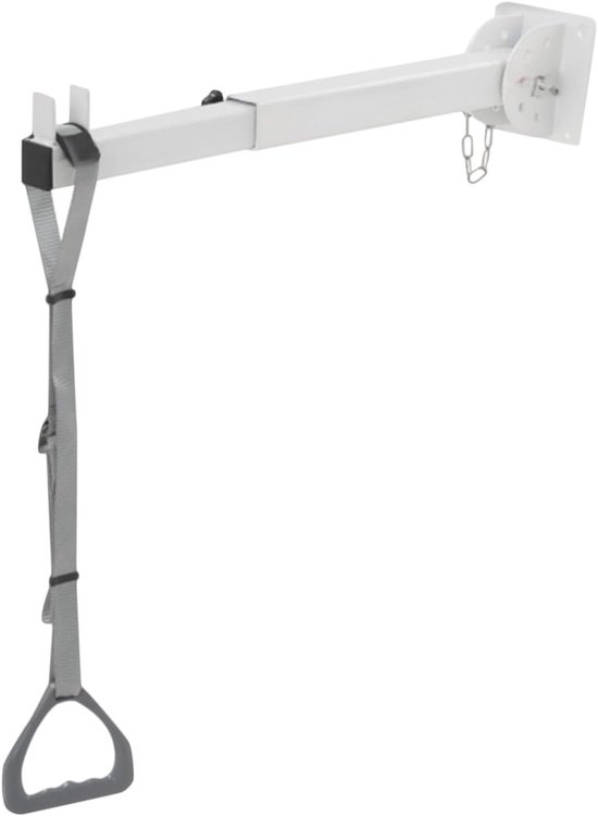 Trapeziumvormige Bedsteun voor Senioren, Mobiliteitshulpmiddel met Verstelbare Strap, Bedtafel en Steunbalk voor Veilig Opstaan
