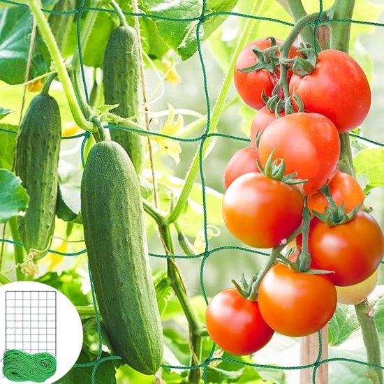Tuinnet voor Klimplanten, Tomaten en Komkommers - 1.8 x 2.7 m, Ondersteuning voor Planten, Ideaal voor Balkon en Kas met Grote Maaswijdte