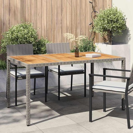 Tuintafel, 150 x 90 x 75 cm, van polyrotan met gepoedercoat stalen frame, modern design voor terras en tuin, onderhoudsvriendelijk en stabiel voor grote