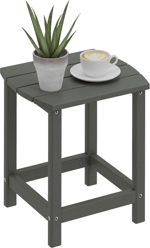 tuintafel 48 x 37 x 46 cm, weerbestendig balkontafel van HDPE, eettafel outdoor, campingtafel bijzettafel, terrastafel voor tuin terras balkon grijs