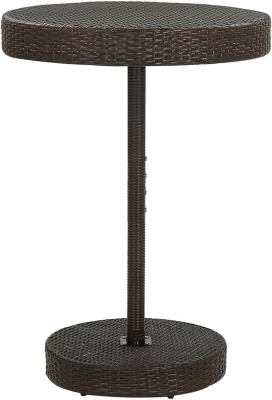Tuintafel, bruin, 75,5 x 106 cm, van polyrotan met gepoedercoat stalen frame, stabiel en onderhoudsvriendelijk, voor snacks en dranken buitenshuis