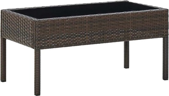Tuintafel, meubels, bijzettafel, woondecoratie, terras, tuin, binnenplaats, outdoor, balkon, park, meubels, synthetisch, rotan, bruin, 75 x 40 x 37 cm
