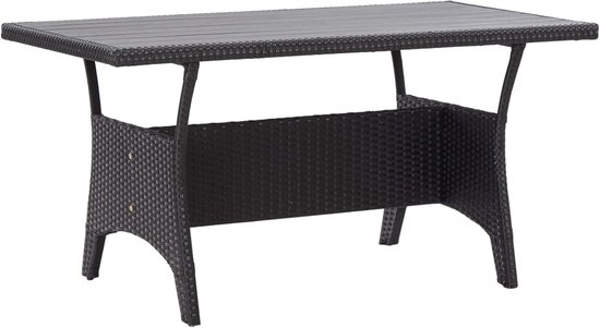Tuintafel, zwart, 120 x 70 x 66 cm, polyrotan, outdoor bijzettafel, salontafel voor balkon, loungemeubel, patio, indoordecoratie, 316585