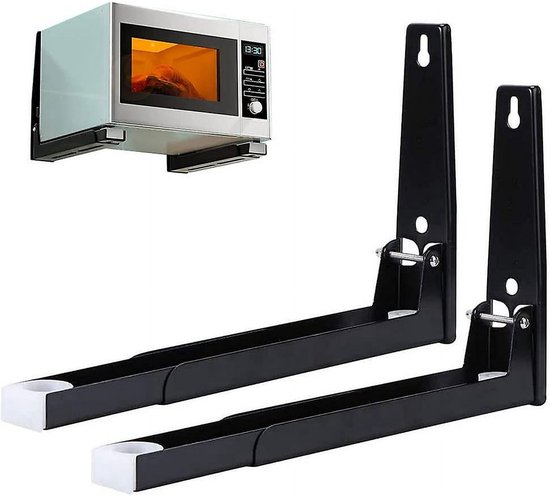 Tweedelig magnetronrek met arm, staal, wandbeugel voor magnetron, wandplank voor magnetron (schroeven meegeleverd). van Merkloos