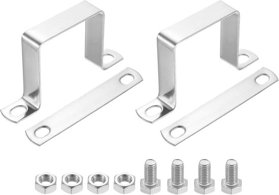 U-vormige zadelklemmen, 2 stuks, 60 x 60 mm, buisklem van roestvrij staal 304, buisklemmen voor gesloten vleugeldeur, houder voor bevestiging van kabelleidingen