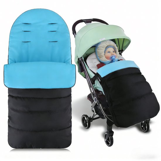 Universele Voetenzak voor Kinderwagen in de Winter - Zachte en Waterafstotende Babyvoetenzak - Warme voethoezen - winddicht - Blauw van Airoya