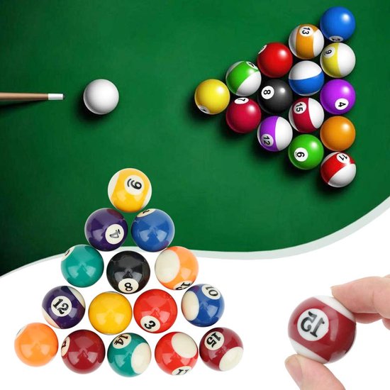 Unyqoos® Kleine en draagbare set van 16 biljartballen voor mini-biljarttafels van Merkloos