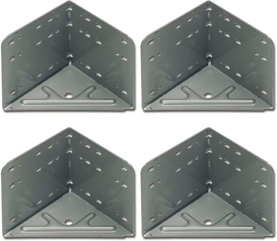 Vasalat Bedhoek hoekverbindingen stabiel, set van 4 - bedverbinders voor extreem stabiele bedframebevestiging, staal zilvergrijs