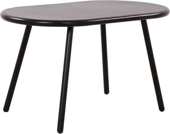 Velva Salontafel - Ovaal - Loungetafel - voor buiten en binnen - Weerbestendige en UV-bestendige tuintafel - Bijzettafel voor buiten -, Kleur:zwart