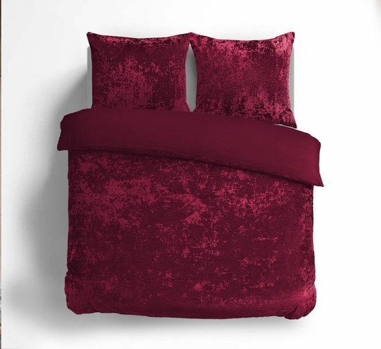 Velvet Couture Dekbedovertrek - 240x200/220 - Crushed Velvet - Bordeaux van Présence.