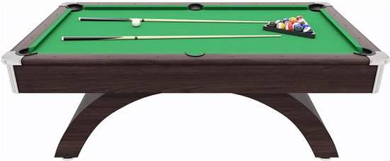Vente-unique Biljartafel met automatische ballenretour - 213.4 x 120.6 x 81.3 cm - Donker naturel en groen - JACKSON
