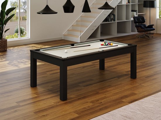 Vente-unique Convertibele tafel - Biljart & Pingpong - 213 x 112 x 81,5 cm - Grijs en zwart - BALTHAZAR