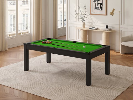 Vente-unique Convertibele tafel - Biljart & Pingpong - 213 x 112 x 81,5 cm - Groen en zwart - BALTHAZAR