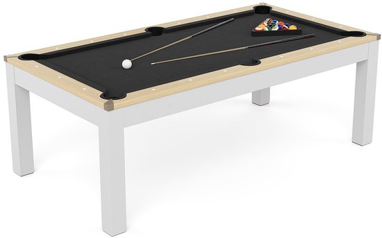 Vente-unique Convertibele tafel - Biljart & Pingpong - 213 x 112 x 81,5 cm - Zwart en wit - BALTHAZAR