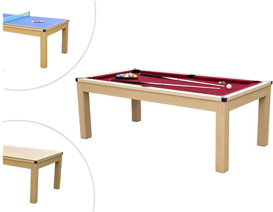 Vente-unique Modulaire tafel - Biljart en pingpong BALTHAZAR - 213 x 112 x 81,5 cm - Rood L 213.4 cm x H 81.5 cm x D 111.8 cm