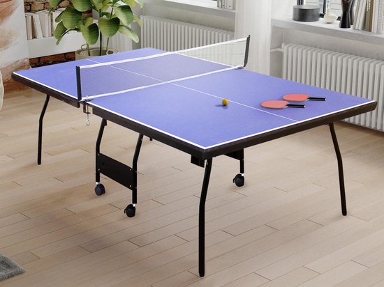 Vente-unique Opklapbare pingpongtafel op wieltjes voor binnen met accessoires - L274 x D152,5 x H76 cm - GARRY L 274 cm x H 76 cm x D 152.5 cm van Vente-unique
