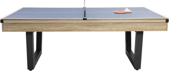 Vente-unique Transformeerbare tafel - Biljart & pingpong - Licht naturelkleurig en zwart - L213,4 x B111,8 x H78,5 cm - MELIAN L 213.4 cm x H 78.5 cm x D 111.8 cm van Merkloos