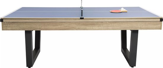Vente-unique Transformeerbare tafel - Biljart & pingpong - Licht naturelkleurig en zwart - L213,4 x B111,8 x H78,5 cm - MELIAN