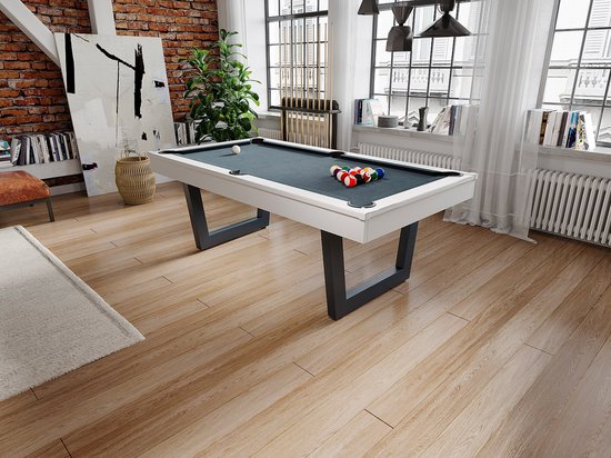 Vente-unique Transformeerbare tafel - Biljart & pingpong - Wit en zwart - L213,4 x D111,8 x H78,5 cm - MELIAN L 213.4 cm x H 78.5 cm x D 111.8 cm van MELIAN