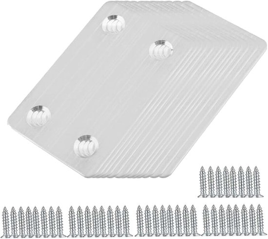Verbinder, roestvrij staal, 20 stuks, platte verbinders, balkverbinder, houtverbinder, gatplaat, verbindingsplaat, connector voor reparatie, bevestiging, hout, meubels en doe-het-zelf