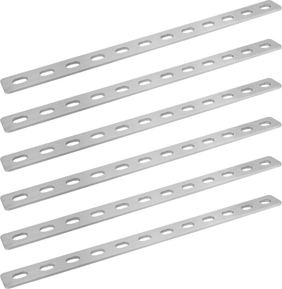 verbinders, roestvrij staal, 4 stuks, 408 x 24 x 3 mm, houten connector, metaal, geperforeerde plaat, plat ijzer voor meubels, kasten (6, 308 x 24 x 3 mm)