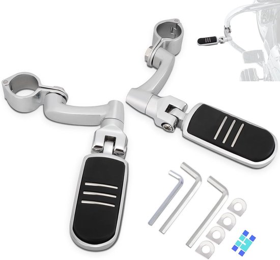Verstelbare 1.25" (32mm) Voetsteunen met 360° Mount Kit voor Diverse Motoren zoals Harley, Honda, Kawasaki, Suzuki, Yamaha, Indian en Victory met 1-1/4" Engine Guard en Crash Bar