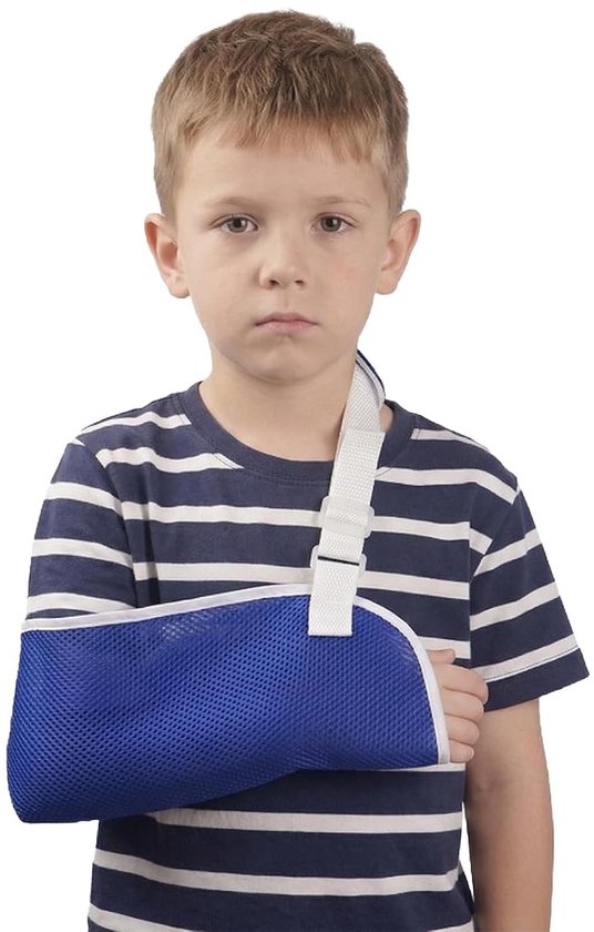 Verstelbare Arm Sling voor Kinderen, Schoudersteun voor Letsels, Verstuikingen en Breuken (Blauw, S)