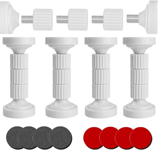 Verstelbare Bedframe Steunen voor Hoofdbord, Wandbevestiging en Stabilisatie - Eenvoudige Installatie, 43-112mm, Verbeterde Dikte van 3mm (Wit)