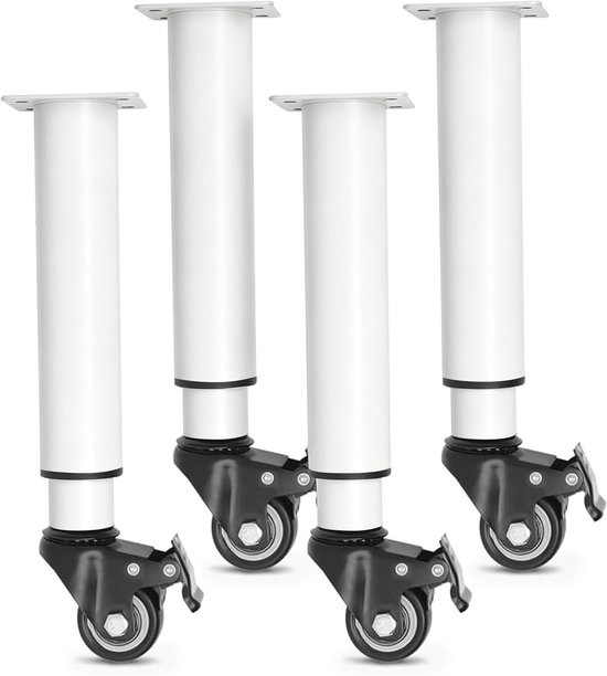 Verstelbare bedpoten voor optimale ondersteuning, middelgrote steunpoten voor bedframes, lattenbodemversterkingsset, 4 stuks (wit, 315-450 mm)
