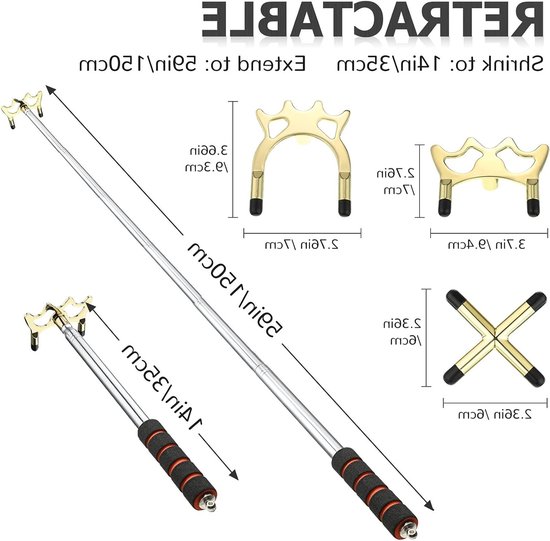 Verstelbare biljartkeu brug met 3 verwisselbare messing brugkoppen, biljartaccessoire voor pooltafel en biljartspel van Merkloos