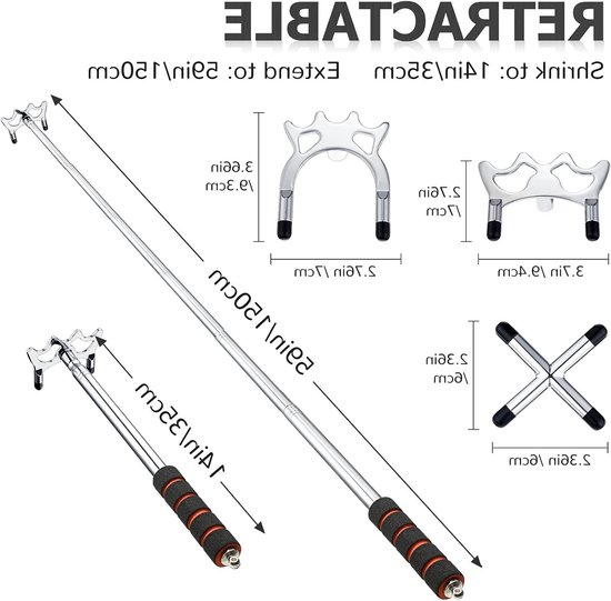Verstelbare biljartkeu brug met 3 verwisselbare messing brugkoppen, biljartaccessoire voor pooltafel en biljartspellen van Merkloos