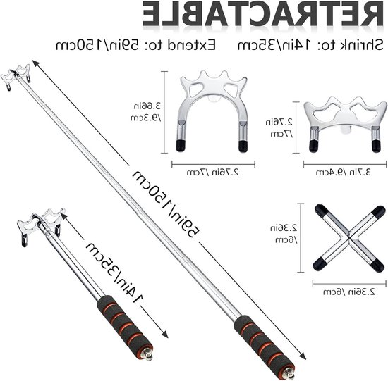 Verstelbare biljartkeu brug met 3 verwisselbare messing brugkoppen, ideaal biljartaccessoire voor pooltafels