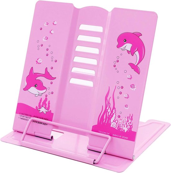 Verstelbare Boekstandaard voor Koken en Lezen - Handige en Draagbare Steun voor Kinderen en Volwassenen in Roze Cartoon Design