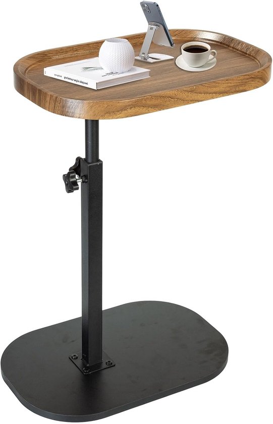 Verstelbare C-vormige bijzettafel, 360 graden draaibaar, C-vormige bijzettafel, bijzettafels die eronder kunnen worden geschoven, moderne kleine salontafel voor