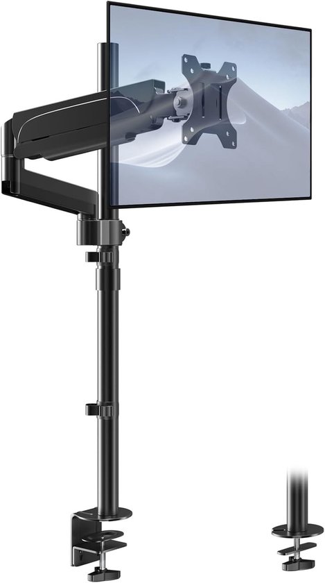 Verstelbare Desktop Monitorsteun voor 17-32 inch Schermen, Hoogwaardige Enkele Monitorarm met 2 Montageopties en Tot 9 kg Draagvermogen, VESA 75/100mm Compatibel