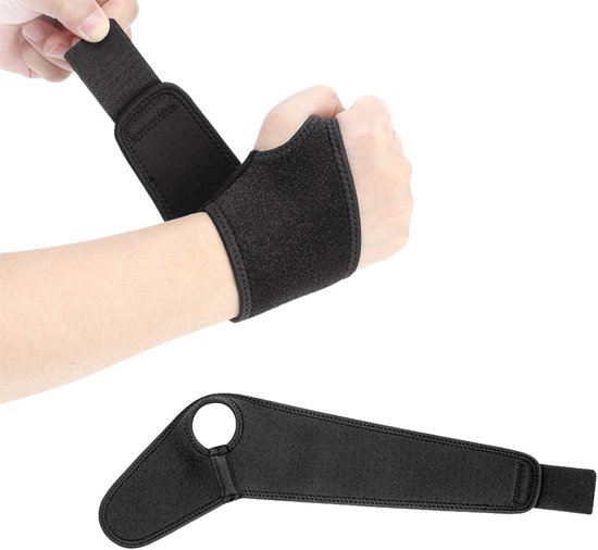 Verstelbare en ademende polsbandage voor sport, fitness en werk - Zachte zwarte polssteun