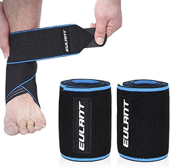 Verstelbare Enkelbandage met Antislip Siliconen Strips - 2 Stuks, Ideaal voor Sport, Voetbal en Hardlopen, 85 cm