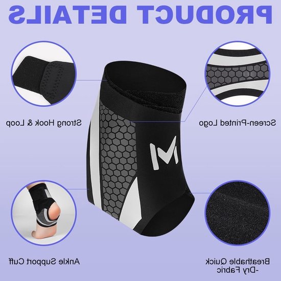 Verstelbare enkelbandage voor sport, orthopedische ondersteuning voor hardlopen, voetbal en fitness, unisex, donkergrijs