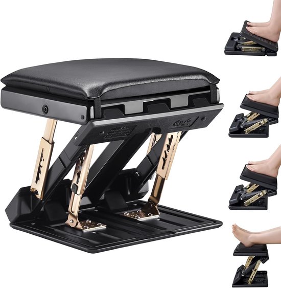 Verstelbare Ergonomische Voetsteun met Massageoppervlak, 4 Hoogtes en 3 Hoeken, Antislip Voetsteun voor Ondersteuning van Houding en Comfort voor de Benen