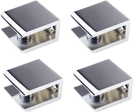 Verstelbare glazen planksteunen voor 8-10 mm dik glas - stevige glasplank klemmen, 4 stuks, ideaal voor wandmontage en interieurdecoratie