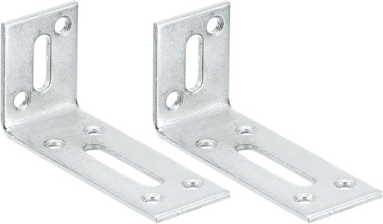 Verstelbare hoekhoek, 2 stuks, 80 x 40 x 30 mm, roestvrij staal, L-hoek 90 graden, versterkte houder met sleuven voor meubelreparatie, kleur zilver
