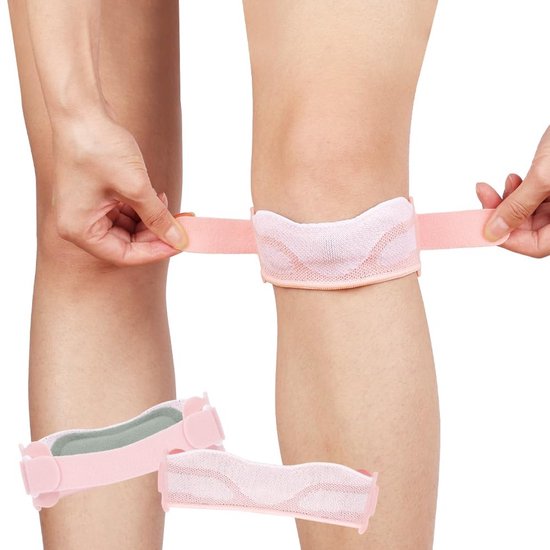 Verstelbare Kniebandage met Siliconen Kussen voor Sport, Fitness, Wandelen en Basketbal - Roze 1 Stuk